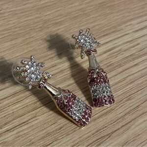 Fancy Fun Pink Champagne Sparkly NYE Party Earrings NEW - l